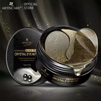 ARTISCARE Патчи для глаз с черным жемчугом для удаления темных кругов и морщин под маской под глазами, 60 шт.