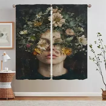 Artist Helene Beland Bedroom Curtains 2 Pieces Shade Curtain Tiebacks Customs Free Shipping Products Blackout Curls Tentacles W50xH70cmx2pcs-CL