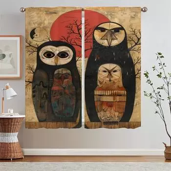 Artist Kenojuak Ashevak Curtains Child Room Customs Free Shipping Products Kitchen Curtains for Bedroom Decoration Curls Blind W50xH70cmx2pcs-CL