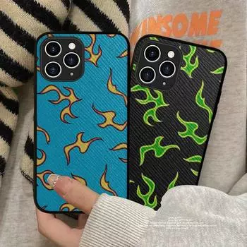 Artistic Flame Phone Case Hard Leather Case for iPhone 11 12 13 Mini Pro Max 8 7 Plus SE 2020 X XR XS Coque iphone 7