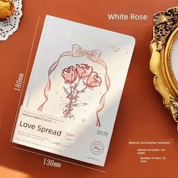 Artistic Janpanese Journal Book Good-looking Memo Notebook Rose Epic Notebook Healing Young Adult Heart Diary K White Rose