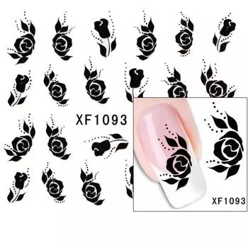 Artlalic 1 лист Черная Роза Французские водные наклейки для ногтей переводные наклейки украшения DIY XF1093