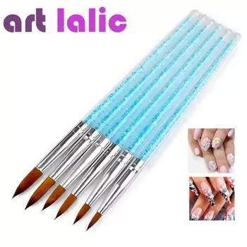 Artlalic 6 шт./лот кисти для дизайна ногтей ручки УФ-гель лак для рисования рисунок синий кристалл ручки кисти для ногтей набор инструментов для маникюра