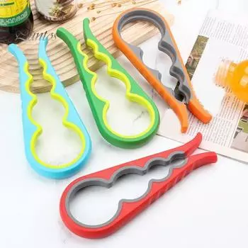 Артритный зажим для бутылок 4-в-1 Нескользящая резиновая ручка Консервный нож Инструмент для снятия крышек с банок Инструмент для слабых рук Пожилые люди Кухонный гаджет для всех возрастов оранжевый