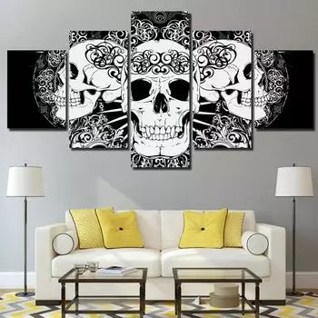 ArtSailing 5 панельная картина холст настенное искусство абстрактные черепа картина домашнее украшение холст печать искусство для гостиной 20x35cm*2 20x45cm*2 20x55cm*1