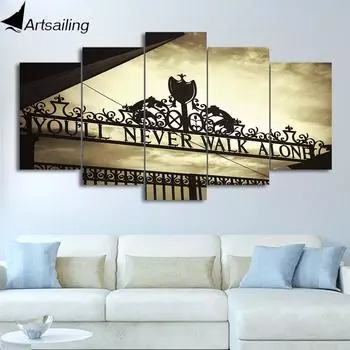 ArtSailing HD с принтом «Вы никогда не будете ходить один» Холст 5 шт. Настенная живопись Картина для декора гостиной NY-7631B 20x35cm*2 20x45cm*2 20x55cm*1