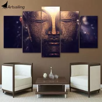 Artsailing с принтом абстрактная голова Будды Шакьяму портрет холст живопись плакат картина настенное искусство для гостиной домашний декор 20x35cm*2 20x45cm*2 20x55cm*1