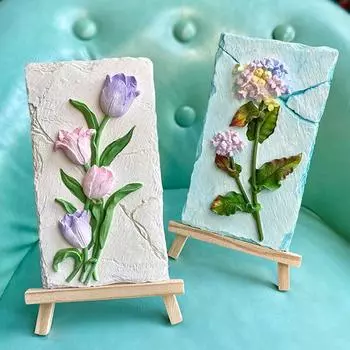 Artsy Flower Relief Painting DIY Hand Painted Color Decoration Art Color Studio White Body Creative Salon Activity Tulip + hydrangea two pack