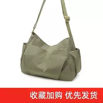 Artsy Super Lightweight Crossbody Bag 2025 Trendy Lazy Fashion Multi-Pocket Large Capacity Waterproof Nylon Shoulder Bag Withered leather Green