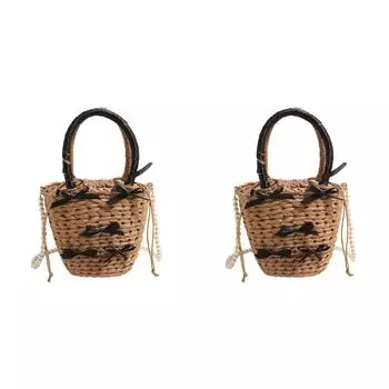 АРВАЛОЛЕТ Стрэнд-Эм?ngetasche mit Schleife und Perlenkettenriemen Handtasche, G