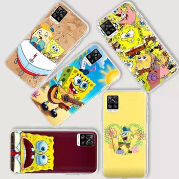 AS17 Губка Боб Прозрачный чехол для Samsung A04 A14 A23 A34 A54 M23 M33 M52 M53 Realme 10 9 C30S C35 C55 VIVO Y02 Y21 Y33S Y51 X80 V25 Чехол Infinix Hot 30i гагат