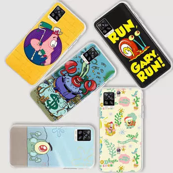 AS18 Губка Боб мультфильм прозрачный чехол для Samsung A04 A14 A23 A34 A54 M23 M33 M52 M53 Realme 10 9 C30S C35 C55 VIVO Y02 Y21 Y33S Y51 X80 V25 крышка VIVO Y02 гагат