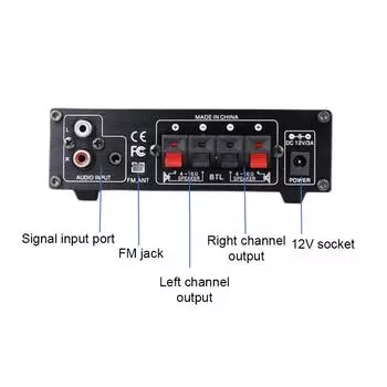 AS-22 12 Вольт компактный размер аудио усилитель мощности портативный усилитель звука динамик усилитель для автомобиля и US Plug