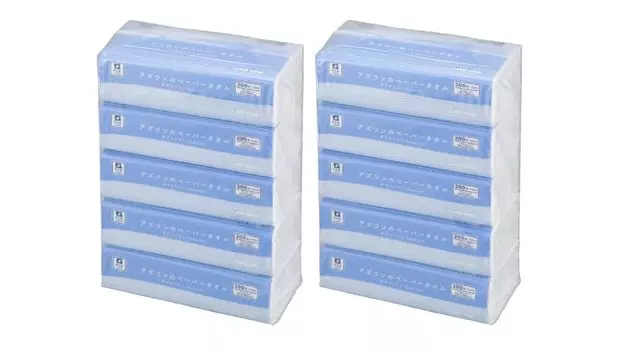 As One Бумажные полотенца Double Soft 10 упаковок наборов x 10 Сделано в Японии переработанная бумага 2 слоя Белый (200 мешков) 100%