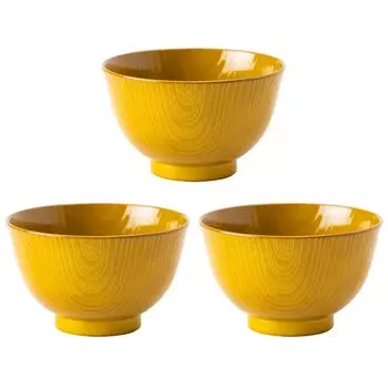 Asahi Koyo Uban Set of Dishwasher and Microwave Made in Bowls, Woodgrain, Amber, 3, Safe, Japan, AZ23-11
