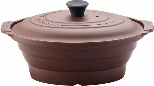 Asahi Metal Microwave Silicone Metre Grand Oval Steamer M Brown Franais 881-M/BR