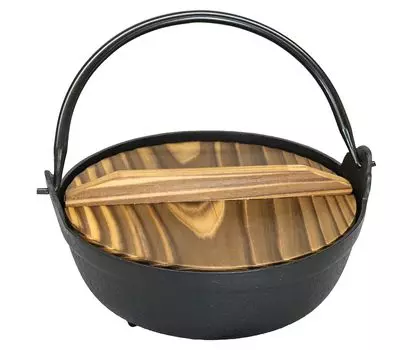 Asahi Nanbu Iron Irori Внешний диаметр 2 Деревянная крышка в комплекте Коммерческое использование Продукт Горшок, Горшок, 18 см, виноградные лозы, (Совместимость с газом/IH),