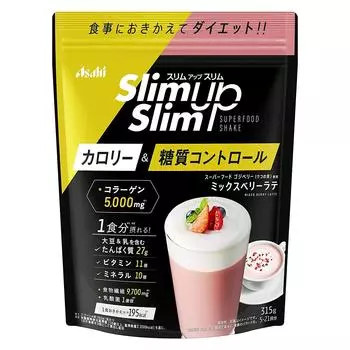 Asahi SlimUp Slim Mixed Berry Latte ягодный протеиновый детокс-коктейль, 315 гр