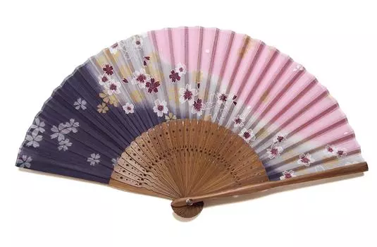 Asahioh Fan Handmade Silk Fan 21cm 30cm Flowing Cherry Blossoms Purple 121027 Craftsman s Women s