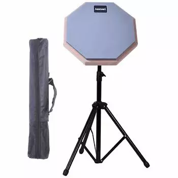 Asanasi Drum Practice Pad Training Pad 8 Inch Stand with Storage Bag Rubber High Bullet Gray