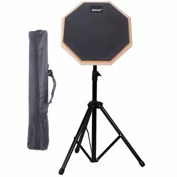 Asanasi Drum Practice Pad Training Pad 8 дюймов Стойка Сумка для хранения в комплекте Резиновая Высокая Пуля Черный чёрный