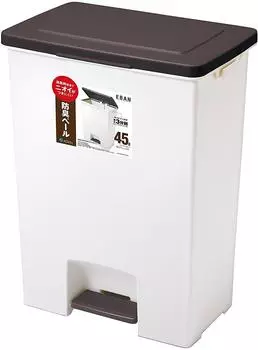 Asbel Trash Can with Odor Resistant Evan Pedal Light Depth Slim A6418 Lid, Wide, Pedal, 45L, Brown, коричневый