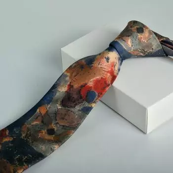Ascots Groom Neck Wear Gravatas Oil Painting Tie Artistic Floral Neck Ties Male Style B