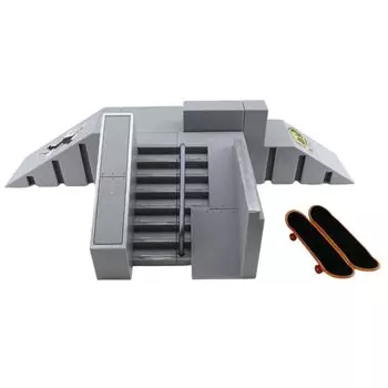 Asdays Finger Skate Park Finger Skateboard Kit Fingerboard Ramp Finger Skateboard with 2 Decks Silver (Тип А)