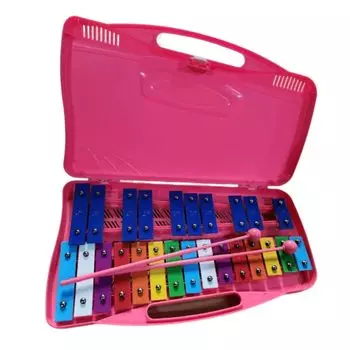 Asdays Glockenspiel 25 Звуковой барабан Ударный инструмент Музыкальный образовательный подарок Красочный с подставкой Удобный для переноски (розовый) розовый