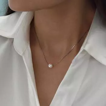 Ashiqi Real 925 Sterling Silver Cushion Ожерелья 7-8 мм Натуральный пресноводный жемчуг Ювелирные изделия для женщин Подарок 40cm