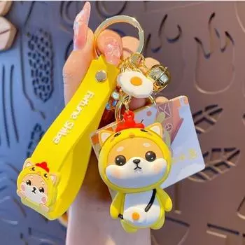 Ashwolf Shiba Inu 12 zodiac key ring figure car key holder bag ring key chain, chicken, 1 piece,Korean car acc