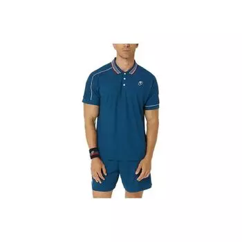 Asics Classic Polo Shirt Solid Color Striped Button Polo Collar Short Sleeve Golf Fitness Tennis Sports Polo Shirt Men tops Gray-Brown 2041A287-412 M