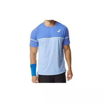Asics Color Block Logo Print Crew Neck T-Shirt Men Tops Blue 2041A292-403