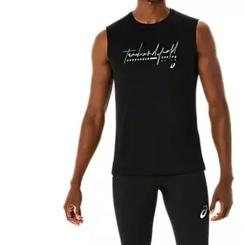 Asics Comfortable Simple Skin-Friendly Sleeveless Vest High Performance Men Tops Black 2091A743-001 M