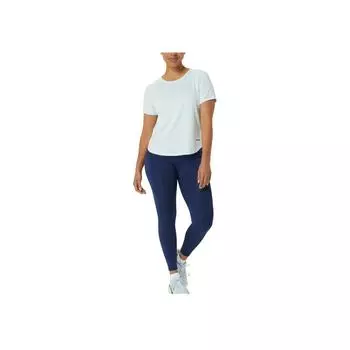 Asics Comfortable Soft Solid Color Logo Round Neck Pullover Short Sleeve T-Shirt Women Tops Blue 2032C945-411 L
