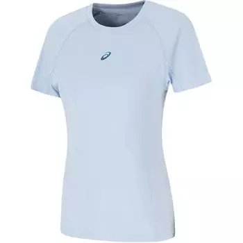 Asics D.Fresh Sports Lifestyle Series Логотип бренда Однотонная Быстросохнущая Дышащая Футболка с коротким рукавом Летучая мышь Женские топы Светло-голубой 2012D256-401 L