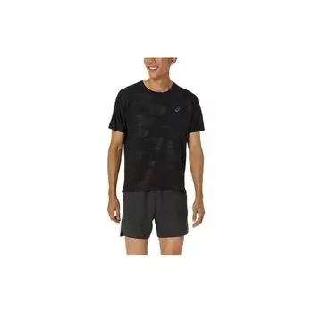 Asics Футболка с круглым вырезом и тисненым узором, мужская, черная 2011D012-001 L