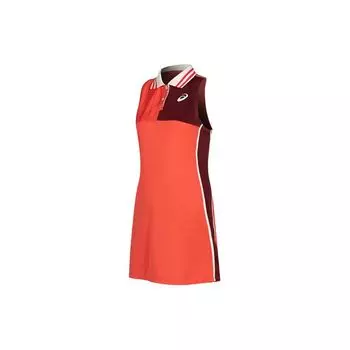 Asics Fashion Breathable Sleeveless Polo Tennis Dress Women dresses Red 2042A278-602 L