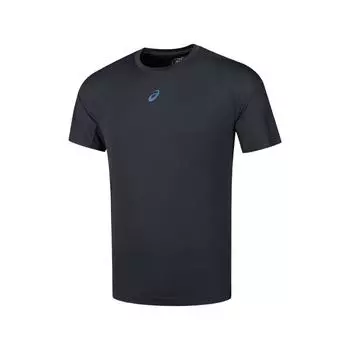 Asics Футболка мужская однотонная с коротким рукавом и круглым вырезом, черная, 2011D077-001 M