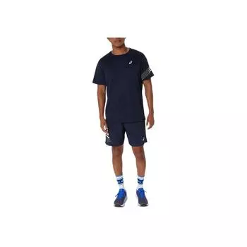 Asics Футболка мужская с логотипом, пуловер, с коротким рукавом, темно-синяя 2011D300-400 XL