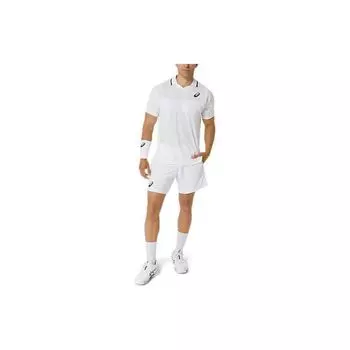 Asics Футболка-поло Match Actibreeze с принтом логотипа, однотонная, удобная, с коротким рукавом, мужская, ярко-белая 2041A283-100 XL