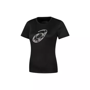 Asics Футболка с коротким рукавом и логотипом, дышащая, с круглым вырезом, женская, черная 2012D060-001 M
