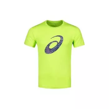 Asics Футболка с коротким рукавом и логотипом, влагоотводящая, с круглым вырезом, мужская, ярко-зеленая 2011C442-300 XL