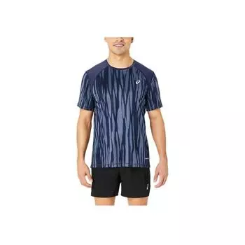 Asics Футболка с круглым вырезом для бега по шоссе, дышащая, с коротким рукавом, мужская, синяя 2011D092-400 M