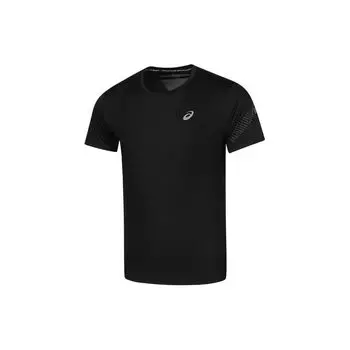 Asics Футболка с круглым вырезом и логотипом, с короткими рукавами и короткими рукавами, мужские топы, черные 2011C836-001 XL