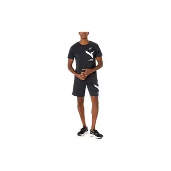 Asics Футболка унисекс с короткими рукавами и круглым вырезом Spliced Slim Fit, черные 2031E555-001 M