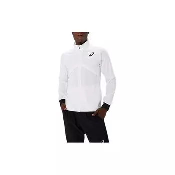 Asics Hybrid Stretch Woven Logo Print Stand Collar Zip Insert Long Sleeve Jacket Men Jacket White 2091A676-100 XL