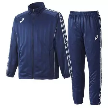 ASICS Jacket Pants Top and Bottom Set 130 Warm-up & (Navy Blue) XST169-53-XST269-53