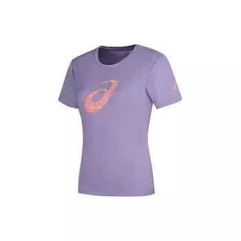 Asics Круглый вырез пуловер дышащая футболка с коротким рукавом женские топы фиолетовый 2032C754-500 M