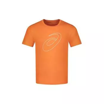 Asics Круглый вырез, удобная дышащая спортивная футболка с коротким рукавом, мужские топы, ярко-оранжевый 2011C975-800 XL